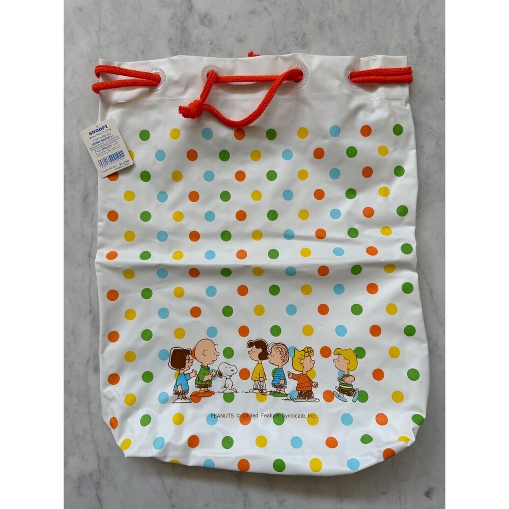 Peanuts Snoopy and Friends Vinyl Bag Pouch w/ Draw Strings by Familiar Japan